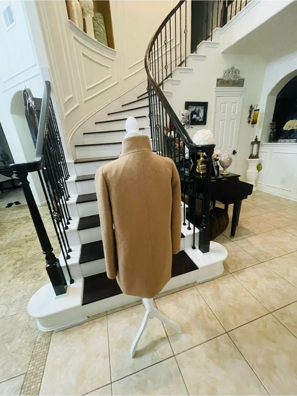 J. Crew Camel Wool-Blend Stand Collar Pea Coat